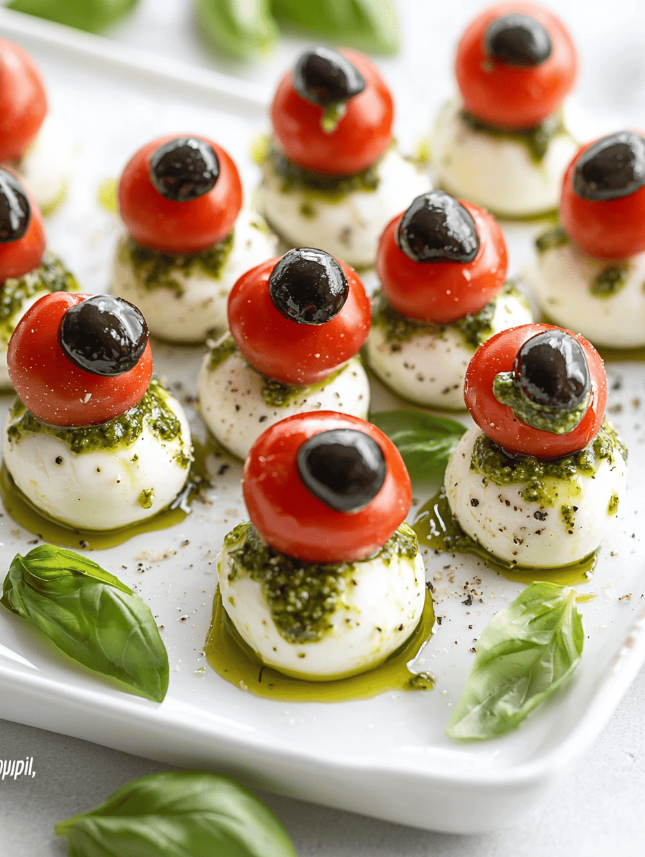 Spooky Spectacle: Halloween Eyeball Caprese Bites